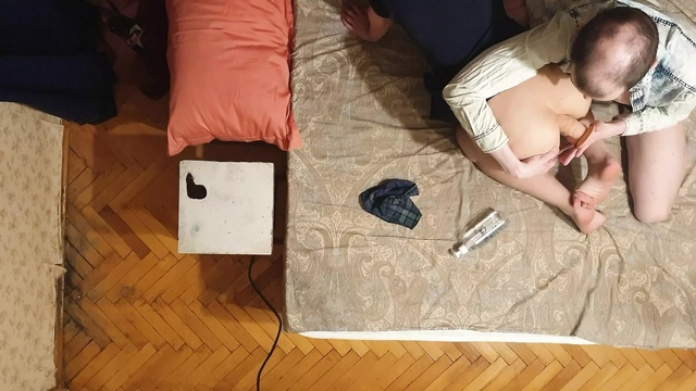 He fuck girl sex toy dildo in the asshole