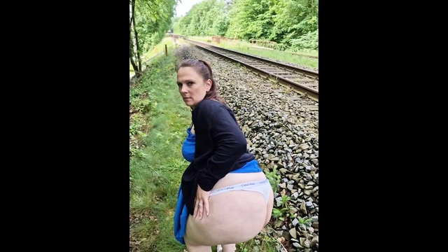 German MILF fucks pregnant outside in the field